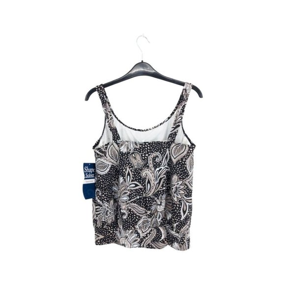 Women's Shape Solver Tankini Swimsuit Top Sz 10 Black/Tan/White New - Picture 2 of 4